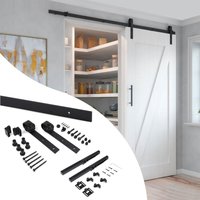 Set aus Hardware set für eine Barn Holz Hänge-Schiebetür, mit Soft-Close, Paneele nicht inbegriffen, Stahl und Kunststoff, Schwarz lackiert - Emuca von EMUCA