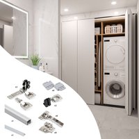 Set aus Twofold 2 Faltschiebetüren sanftes Schließen Garderoben-Beschlagset, für 4 Flügel nicht enthalten, Mit Laufschiene, Matt eloxiert - Emuca von EMUCA