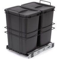 RecyclingRecyclingbehälterRecycle für Bodenmontage und manuellen Auszug in Küchenzeile, 2x35 Liter, Kunststoff, anthrazitgrau - Anthrazitgrauer von EMUCA