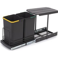 RecyclingRecyclingbehälterRecycle für die Bodenmontage und manuellen/automatische Auszug in Küchenzeilen 2x12 Liter, Kunststoff, anthrazitgrau - Emuca von EMUCA