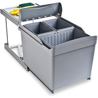 Recyclingbehälter Rycling zur Bodenmontage und automatischen Entnahme in der Küchenzeile, 1x16 Liter 2x7.5 Liter, Kunststoff, grau - Grau - Emuca von EMUCA