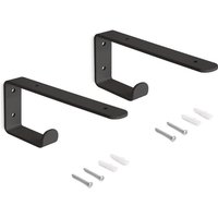 Satz träger-Set für Regale in Holz Shelf mit integriertem Aufhänger, Stahl, Schwarz - Emuca von EMUCA