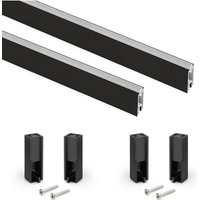 Satz von 2 x 0,75 m langen Luxe-Garderobenstangen mit Halterungen, Aluminium und Kunststoff, Tiefschwarz lackiert, texturiert - Emuca von EMUCA