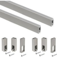 Satz von 2 x 1,15 m langen Luxe-Garderobenstangen mit Halterungen, Aluminium und Kunststoff, Steingrau lackiert - Emuca von EMUCA