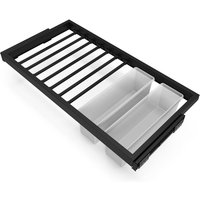 Set aus 7 Hosenträgern, 2 Ablagen und sanft schließendem Gleitrahmen für Kleiderschränke, verstellbar, Modul 900mm, Schwarz texturiert - Emuca Set aus 7 Hosenträgern, 2 Ablagen und sanft schließendem Gleitrahmen für Kleiderschränke, verstellbar, Modul 900mm, Schwarz texturiert - Emuca von EMUCA