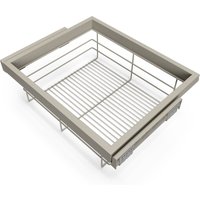 Set aus Drahtkorb- und Gleitrahmenset mit sanftem Schließen für Kleiderschrank, verstellbar, Modul 600mm, Steingrau - Emuca von EMUCA