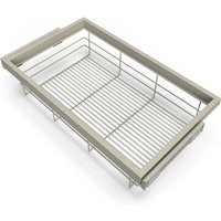 Set aus Drahtkorb- und Gleitrahmenset mit sanftem Schließen für Kleiderschrank, verstellbar, Modul 800mm, Steingrau - Emuca von EMUCA