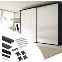 Set aus Hardware set für Placard 74 2-Schiebe-Kleiderschrank mit sanftem Schliessen, Griff-Modell Sharp, Stärke 19mm, ohne Paneele, Schwarz lackiert Set aus Hardware set für Placard 74 2-Schiebe-Kleiderschrank mit sanftem Schliessen, Griff-Modell Sharp, Stärke 19mm, ohne Paneele, Schwarz lackiert von EMUCA
