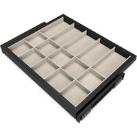 Set aus Organiser Schubladen- und Auszugsrahmen set mit sanftem Schließen für Kleiderschrank, verstellbar, Modul 600mm, Schwarz und Steingrau Set aus Organiser Schubladen- und Auszugsrahmen set mit sanftem Schließen für Kleiderschrank, verstellbar, Modul 600mm, Schwarz und Steingrau von EMUCA