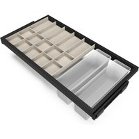 Set aus Organiser Schubladenset, Hilfsablage und Soft-Close-Führungsrahmen für Kleiderschränke, verstellbar, Modul 900mm, Schwarz strukturiert - Emuca Set aus Organiser Schubladenset, Hilfsablage und Soft-Close-Führungsrahmen für Kleiderschränke, verstellbar, Modul 900mm, Schwarz strukturiert - Emuca von EMUCA