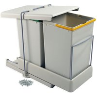 Recycling-Recyclingbehälterzur Bodenmontage und automatischen Entnahme in der Küchenzeile 2x14Liter, Kunststoff Grau - Grau - Emuca von EMUCA