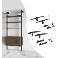Emuca - Set aus Konsolenset für 3 Holzböden und 1 Modul für Zero Struktur, Zamak, Tiefschwarz lackiert texturiert - Tiefschwarz lackiert von EMUCA