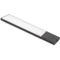Usb wiederaufladbare LED-Wandleuchte Kaus Black mit Näherungssensor, L240mmKunststoff und Aluminium, Schwarzer Metallic-Lack - Emuca von EMUCA