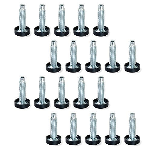 Emuca 2021005 vestellbarer Fuss für Möbel, Gewinde M10x55mm, Set aus 20 Stück von Emuca