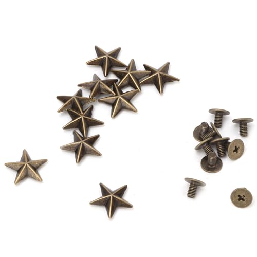 EMUKOEP 10 Einheiten. Metal Star Nietschraube für Hand Bastelbeutel DIY Dekorationsschuhe (14 mm konvexe Bronze) von EMUKOEP