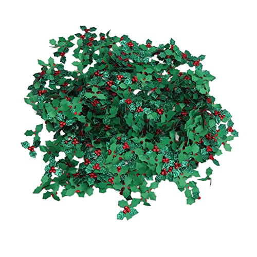 EMUKOEP 1000 Stcs Künstliche Stechpalme Beeren mit Grünen Blättern Lebensee Details Hellfarbene Weihnachtsdekoration für Girlanden, Bestehen aus Nicht Gewebten Stoff von EMUKOEP