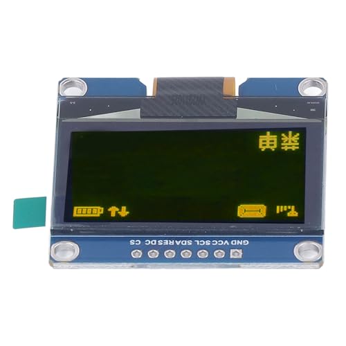 EMUKOEP 7Pin 1,54 Zoll IPS-Anzeigemodul SPD0301 Antriebs-IC 128X64 SPI-Schnittstelle Flexibles IPS-Display Automatisierungsmaschine 3,3V-5V (MRC129B Gelb) von EMUKOEP