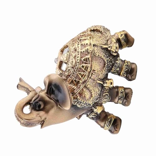 EMUKOEP Golden Elefant Statue Feng Shui des Glücks, Figur des Reichtums, Heimdekoration (Goldene mittelgroße Größe) von EMUKOEP