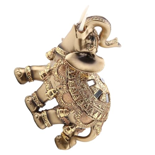 EMUKOEP Golden Elefant Statue Feng Shui des Glücks, Figur des Reichtums, Heimdekoration (L) von EMUKOEP