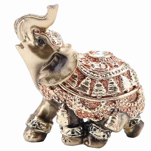 EMUKOEP Golden Elefant Statue Feng Shui des Glücks, Figur des Reichtums, Heimdekoration (S) von EMUKOEP
