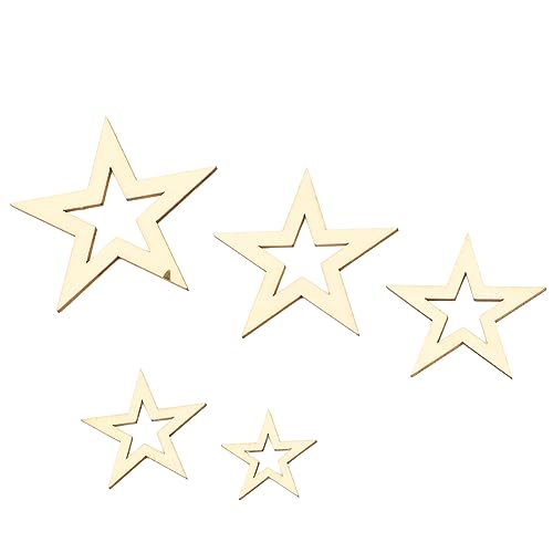 EMUKOEP Kleine Hölzerne Sterne, Verschiedene Größe Leicht zu Malen Unvollendete Holzsterne Ornamente 205pcs für Grußkarten für Hochzeit von EMUKOEP
