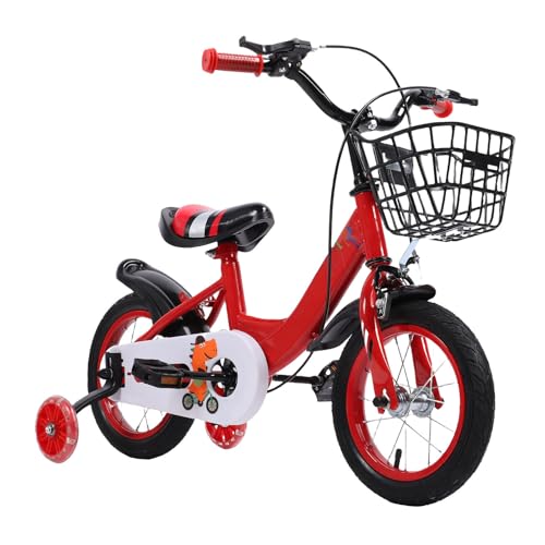 EMUKOEP Leichtes Kinderfahrrad aus Eisen, Verstellbarer Lenker, Süßes Design mit Lebendigem Aussehen, für Kinder von 3–10 Jahren (Rot) von EMUKOEP