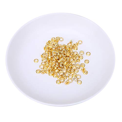 EMUKOEP Ojales de Ojota 100 Uds 5mm Messing Doppelgesicht Ojales Qualifikationen für Gürtelschuhe Bag Sticks Leder Leder (Gold) von EMUKOEP