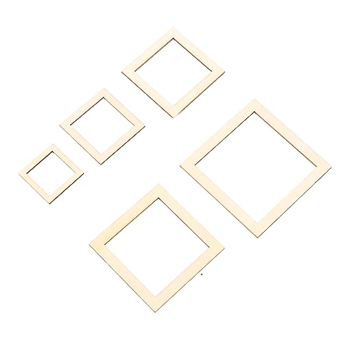 EMUKOEP Unvollendete Hohlholzstücke, Zuverlässiger Quadratischer Holzhöhlenanhänger 205pcs für Handwerksprojekte für DIY von EMUKOEP