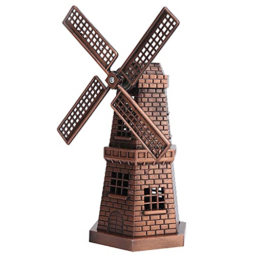 EMUKOEP Holländische Windmühle Holz Windmühle 15×10×9 Dekor Retro Rot Bronze Tragbar, Langlebig, Bar Restaurant Wohnzimmer Dekoration Bausatz von EMUKOEP