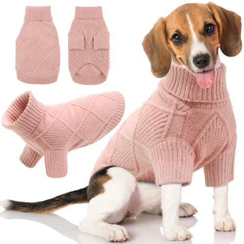 EMUST Hundepullover für große Hunde, elastischer großer Hundepullover mit Ärmeln, weicher Hunde-Rollkragenpullover für Herbst & Winter, Rosa XL von EMUST