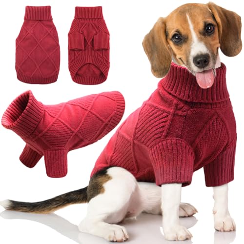 EMUST Großer Hundepullover, kuschelige Hundepullover für große Hunde mit Ärmeln, Dehnbare Hundekleidung für Weihnachten & Urlaub, Rot XXL von EMUST
