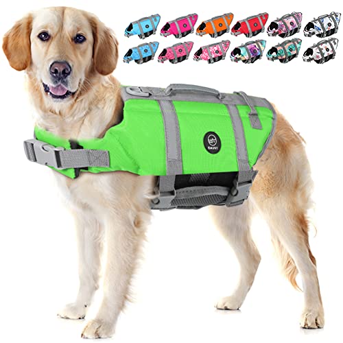 EMUST Rettungsweste für Hunde, Rettungsweste für Hunde Schwimmen Strand Bootfahren mit hohem Auftrieb Schwimmweste für kleine/mittlere/große Hunde, S, neu Grün von EMUST