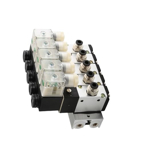 1 STÜCKE 3V310-10 Normalerweise Geschlossener Magnetventilblock mit Schalldämpferzubehör Basisverteiler DC 12 v 24 v AC 110 v 220 v 3 Ports 3V310-10-NC(AC24V 6 IN 6 OUT) von EMVIXTGLK