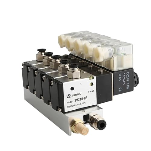 3V210-08-NC elektromagnetisches, normalerweise geschlossenes Magnetventilblock-Zusammenflussventil, pneumatisches Magnetventil, DC24 V, AC110 V, 220 V, DC12 V, 3 Anschlüsse(Dc24v 10 in 10 Out) von EMVIXTGLK