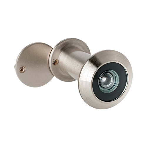 EMWOA Türspion mit Sichtschutz | Echtglaslinse | 14 mm Bohrloch | Weitwinkel 200° | Farbe: Edelstahl satiniert von HAJIMA