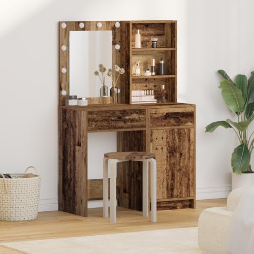 EMYRLXQW 2-teiliges Schminktisch-Set mit LED Altholz Holzwerkstoff EMYRLXQW 2-teiliges Schminktisch-Set mit LED Altholz Holzwerkstoff von EMYRLXQW