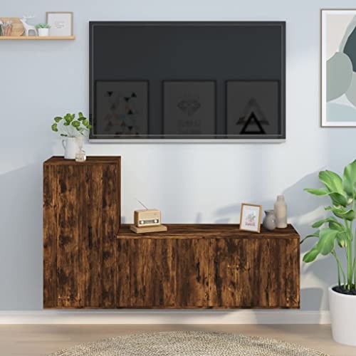 EMYRLXQW 2-teiliges TV-Schrank-Set aus Räuchereiche, Holzwerkstoff EMYRLXQW 2-teiliges TV-Schrank-Set aus Räuchereiche, Holzwerkstoff von EMYRLXQW