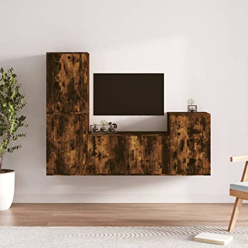 EMYRLXQW 4-teiliges TV-Schrank-Set Räuchereiche Holzwerkstoff EMYRLXQW 4-teiliges TV-Schrank-Set Räuchereiche Holzwerkstoff von EMYRLXQW