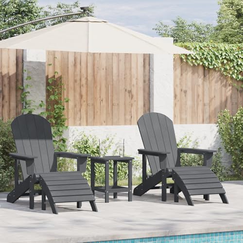 EMYRLXQW Adirondack Stühle mit Fußstützen, 2 Stück, hellgrau, HDPE EMYRLXQW Adirondack Stühle mit Fußstützen, 2 Stück, hellgrau, HDPE von EMYRLXQW