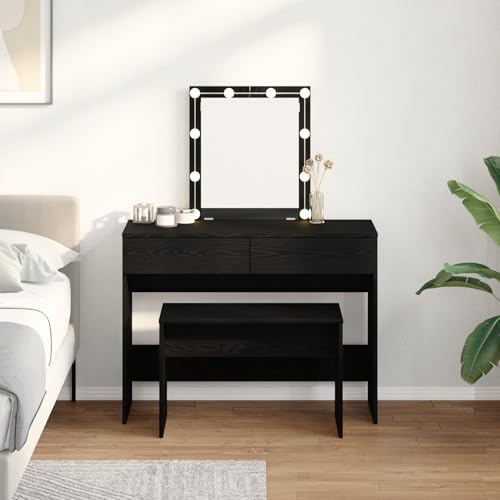 EMYRLXQW Bänke, Schminktischhocker, Schminkhocker, schwarze Eiche, 70 x 35 x 45 cm, Holzwerkstoff von EMYRLXQW