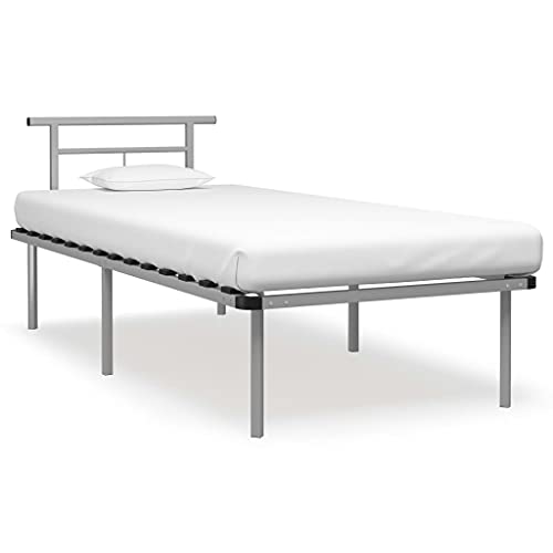 EMYRLXQW Betten & Zubehör, Betten & Bettrahmen, Bettgestell ohne Matratze, graues Metall, 90 x 200 cm von EMYRLXQW
