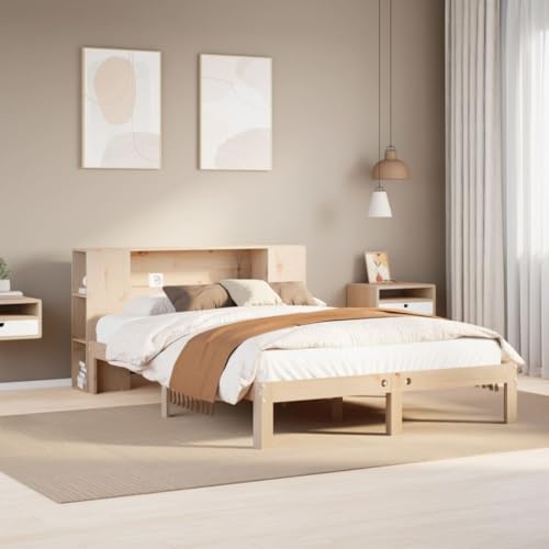 EMYRLXQW Betten & Zubehör, Betten & Bettrahmen, Bücherregal Bett ohne Matratze, 120 x 200 cm, Massivholz, Kiefer von EMYRLXQW