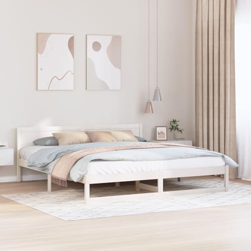 EMYRLXQW Betten & Zubehör, Betten & Bettrahmen Bettgestell Weiß Holz 180x200 cm Robustes Bettgestell EMYRLXQW Betten & Zubehör, Betten & Bettrahmen Bettgestell Weiß Holz 180x200 cm Robustes Bettgestell von EMYRLXQW