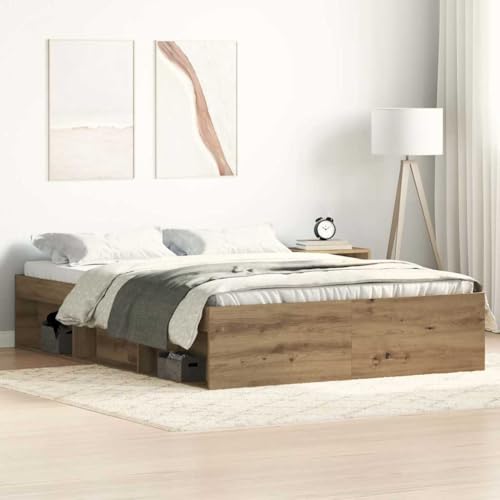 EMYRLXQW Betten & Zubehör, Betten & Bettrahmen Bettgestell ohne Matratze Artisan Eiche 135x190 cm Holzwerkstoff von EMYRLXQW