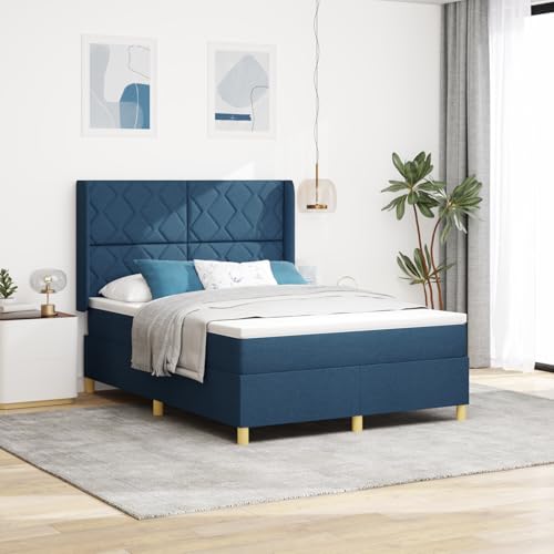EMYRLXQW Betten & Zubehör, Betten & Bettrahmen - Boxspringbett mit Matratze - Blau, 140x200 cm, Stoff von EMYRLXQW