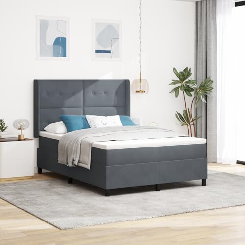 EMYRLXQW Betten & Zubehör, Betten & Bettrahmen - Boxspringbett mit Matratze Dunkelgrau 140x190 cm Samt von EMYRLXQW