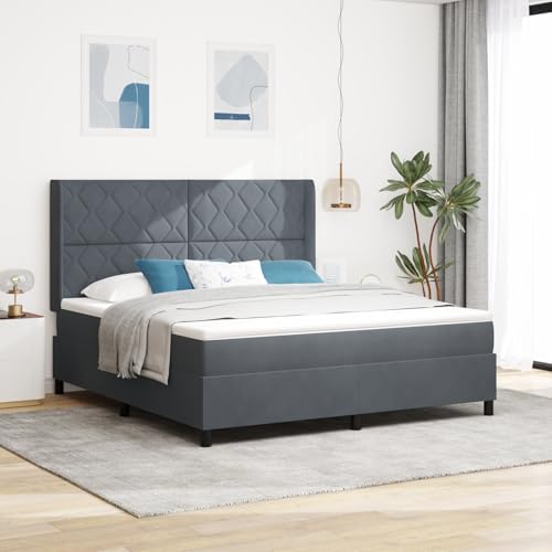 EMYRLXQW Betten & Zubehör, Betten & Bettrahmen - Boxspringbett mit Matratze Dunkelgrau 180x200 cm Samt von EMYRLXQW