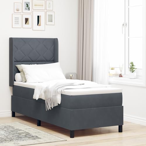 EMYRLXQW Betten & Zubehör, Betten & Bettrahmen - Boxspringbett mit Matratze Dunkelgrau 80x200 cm Samt von EMYRLXQW