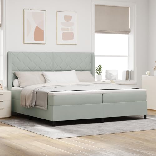 EMYRLXQW Betten & Zubehör, Betten & Bettrahmen - Boxspringbett mit Matratze Hellgrau 200x200 cm Samt von EMYRLXQW