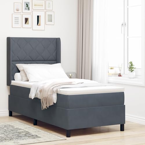 EMYRLXQW Betten & Zubehör, Betten & Bettrahmen - Boxspringbett mit Matratze dunkelgrau 90x190 cm Samt von EMYRLXQW